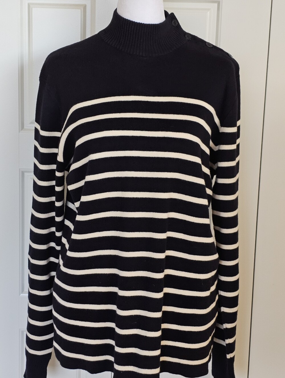 Vintage Polo Jeans Ralph Lauren Striped Mock Neck Sweater XL Nautical